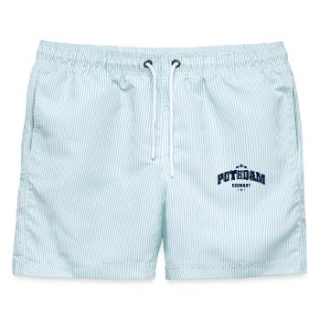 Potsdam Deutschland Emblem - Männer Badeshorts - hellblau gestreift - Vorne - AI Model Male 178 light (178cm)