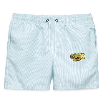  Früchte Obst - Männer Badeshorts - hellblau gestreift - Vorne - AI Model Male 178 light (178cm)