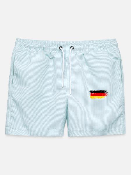 Pinselstrich Deutsche Flagge - Männer Badeshorts - hellblau gestreift