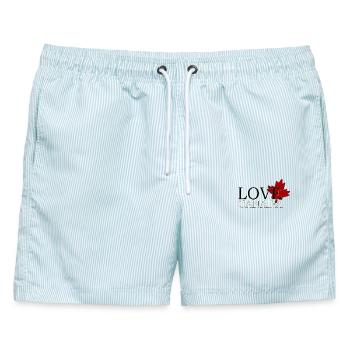 Liebe Kanada - Männer Badeshorts - hellblau gestreift - Vorne - AI Model Male 178 light (178cm)