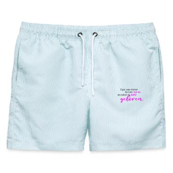 Spruch - Egal, was immer du tust - Männer Badeshorts - hellblau gestreift - Vorne - AI Model Male 178 light (178cm)