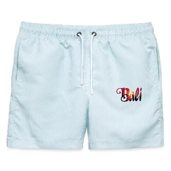 BALI - Männer Badeshorts - hellblau gestreift - Vorne - AI Model Male 178 light (178cm)