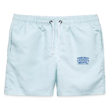 Ohne mich läuft hier nichts. - Männer Badeshorts - hellblau gestreift - Vorne - AI Model Male 178 light (178cm)