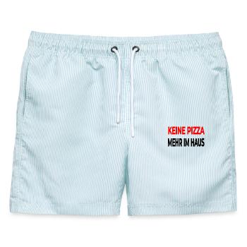 Pizza - Männer Badeshorts - hellblau gestreift - Vorne - AI Model Male 178 light (178cm)