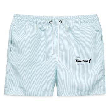 aktuelles Superfood - Männer Badeshorts - hellblau gestreift - Vorne - AI Model Male 178 light (178cm)