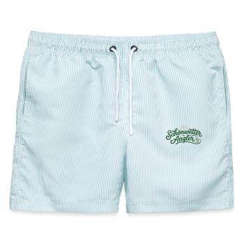 Schönwetter Angler - Männer Badeshorts - hellblau gestreift - Vorne - AI Model Male 178 light (178cm)