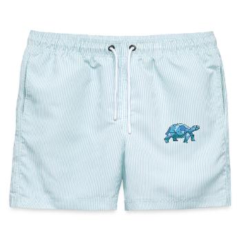 Walking Poly Schildkröte - Männer Badeshorts - hellblau gestreift - Vorne - AI Model Male 178 light (178cm)