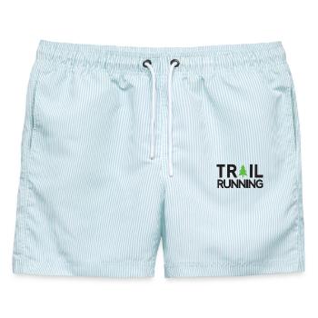 Trailrunning - Männer Badeshorts - hellblau gestreift - Vorne - AI Model Male 178 light (178cm)