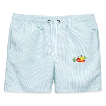 Gemüse - Männer Badeshorts - hellblau gestreift - Vorne - AI Model Male 178 light (178cm)