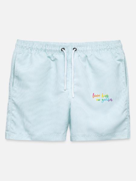 Pride Month - Liebe hat kein Geschlecht - Männer Badeshorts - hellblau gestreift