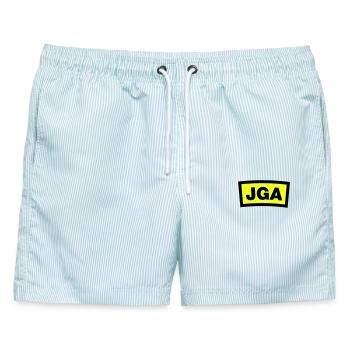 JGA - Emblem - Männer Badeshorts - hellblau gestreift - Vorne - AI Model Male 178 light (178cm)