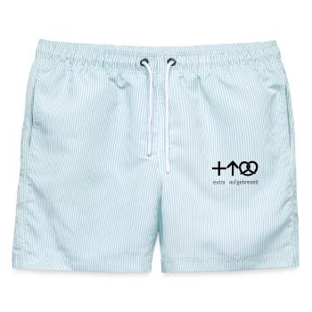 extra aufgebrezelt - Männer Badeshorts - hellblau gestreift - Vorne - AI Model Male 178 light (178cm)