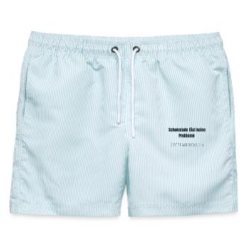 Schoko statt Gemüse - Männer Badeshorts - hellblau gestreift - Vorne - AI Model Male 178 light (178cm)