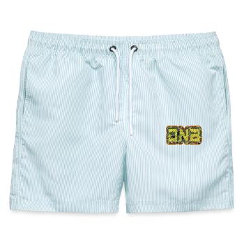 DNB Camo Glyphen Neon - Männer Badeshorts - hellblau gestreift - Vorne - AI Model Male 178 light (178cm)