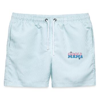 Coole Mama  - Männer Badeshorts - hellblau gestreift - Vorne - AI Model Male 178 light (178cm)