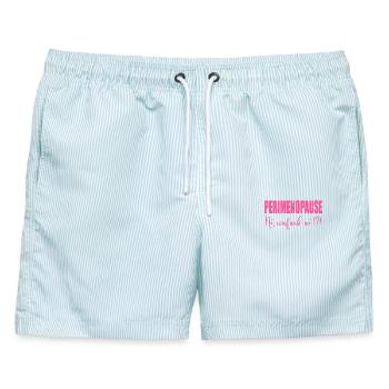 Perimenopause Frauen Stimmung - Männer Badeshorts - hellblau gestreift - Vorne - AI Model Male 178 light (178cm)