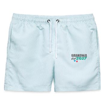 Grandma 2027  - Männer Badeshorts - hellblau gestreift - Vorne - AI Model Male 178 light (178cm)