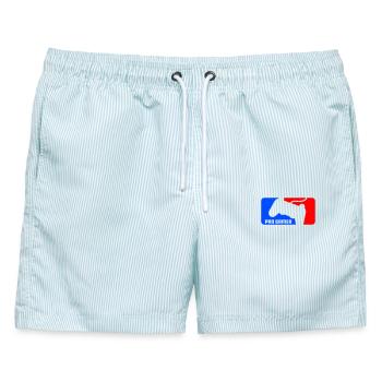 pro gamer - Männer Badeshorts - hellblau gestreift - Vorne - AI Model Male 178 light (178cm)