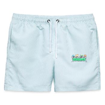 Protestlogo Klimawandel - Männer Badeshorts - hellblau gestreift - Vorne - AI Model Male 178 light (178cm)