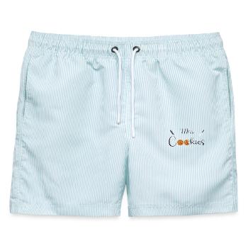 Fehlende Cookies - Männer Badeshorts - hellblau gestreift - Vorne - AI Model Male 178 light (178cm)