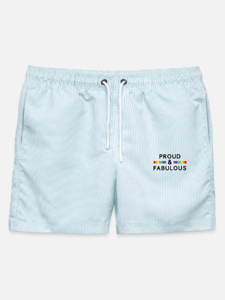 Pride Month - Stolz und fabelhaft - Männer Badeshorts - hellblau gestreift