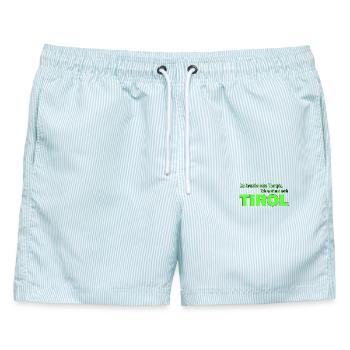 Therapie Tirol - Männer Badeshorts - hellblau gestreift - Vorne - AI Model Male 178 light (178cm)