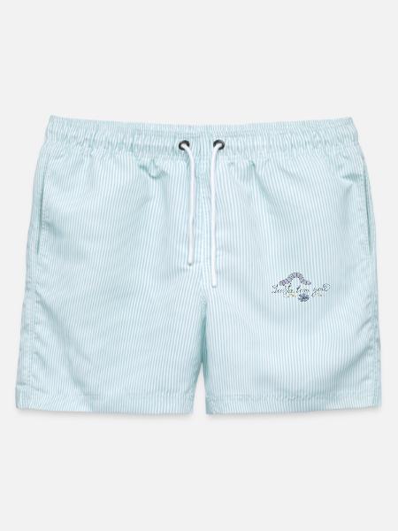 Just for you Raupe - Männer Badeshorts - hellblau gestreift