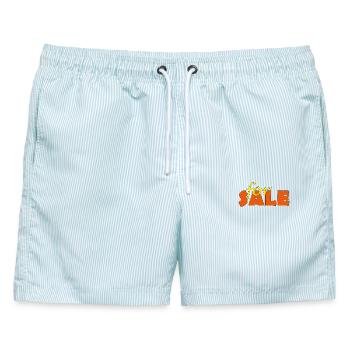 FOR SALE - Männer Badeshorts - hellblau gestreift - Vorne - AI Model Male 178 light (178cm)