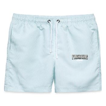 Freiburg Deutschland Vintage Uni-Look - Männer Badeshorts - hellblau gestreift - Vorne - AI Model Male 178 light (178cm)