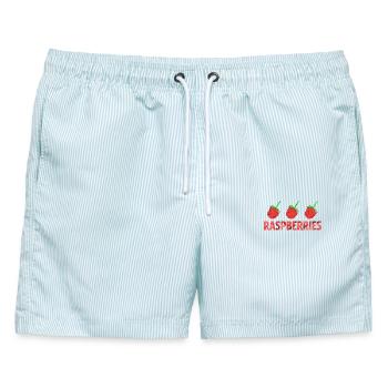 RASPBERRIES - Männer Badeshorts - hellblau gestreift - Vorne - AI Model Male 178 light (178cm)