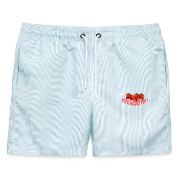 STRAWBERRIES - Männer Badeshorts - hellblau gestreift - Vorne - AI Model Male 178 light (178cm)