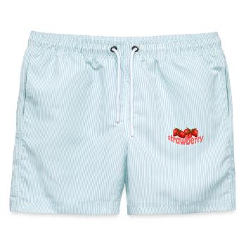 STRAWBERRY - Männer Badeshorts - hellblau gestreift - Vorne - AI Model Male 178 light (178cm)