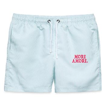 More Amore  - Männer Badeshorts - hellblau gestreift - Vorne - AI Model Male 178 light (178cm)