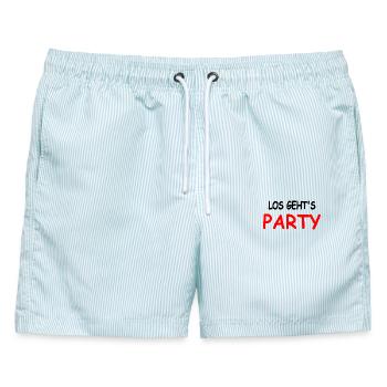 Party - Männer Badeshorts - hellblau gestreift - Vorne - AI Model Male 178 light (178cm)