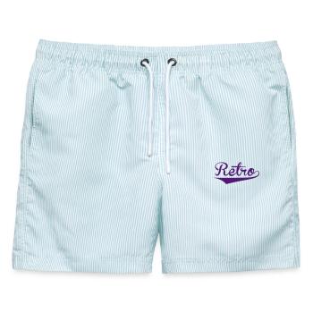 Retro - Männer Badeshorts - hellblau gestreift - Vorne - AI Model Male 178 light (178cm)