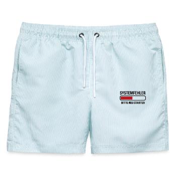 Systemfehler - Männer Badeshorts - hellblau gestreift - Vorne - AI Model Male 178 light (178cm)