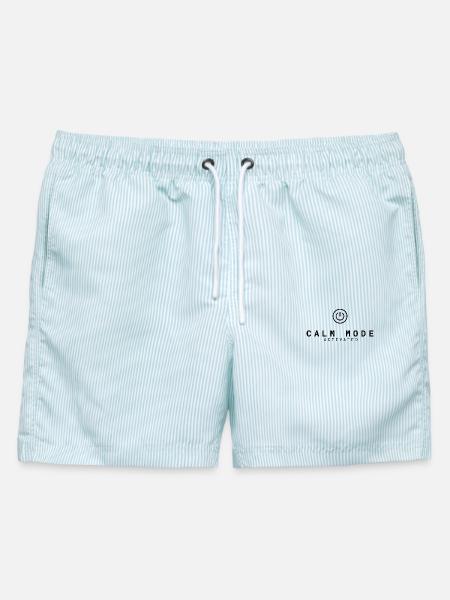 Calm Mode Activated | Entspannung - Männer Badeshorts - hellblau gestreift