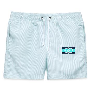 Single Flirten - Männer Badeshorts - hellblau gestreift - Vorne - AI Model Male 178 light (178cm)