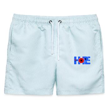 Hope Hoffnung - Männer Badeshorts - hellblau gestreift - Vorne - AI Model Male 178 light (178cm)
