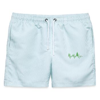 Bäume Herzschlag Wald EKG - Männer Badeshorts - hellblau gestreift - Vorne - AI Model Male 178 light (178cm)