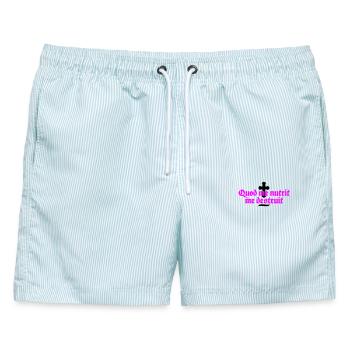 quod me nutrit me destruit - Männer Badeshorts - hellblau gestreift - Vorne - AI Model Male 178 light (178cm)