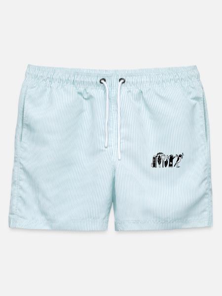 Garten - Männer Badeshorts - hellblau gestreift