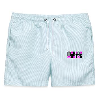 Montag Black/Pink - Männer Badeshorts - hellblau gestreift - Vorne - AI Model Male 178 light (178cm)