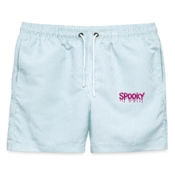  Spooky Pinktropfender Schriftzug Für Halloween - Männer Badeshorts - hellblau gestreift - Vorne - AI Model Male 178 light (178cm)