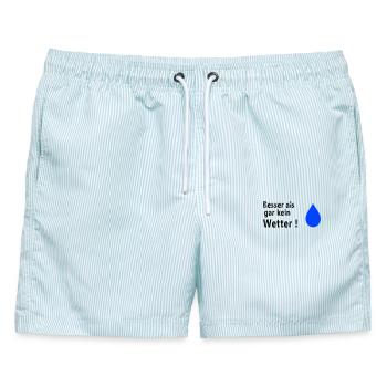 Besser als gar kein Wetter - Männer Badeshorts - hellblau gestreift - Vorne - AI Model Male 178 light (178cm)