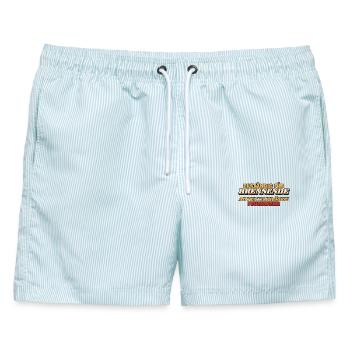 Zuständig für brennende Adventskränze - Männer Badeshorts - hellblau gestreift - Vorne - AI Model Male 178 light (178cm)