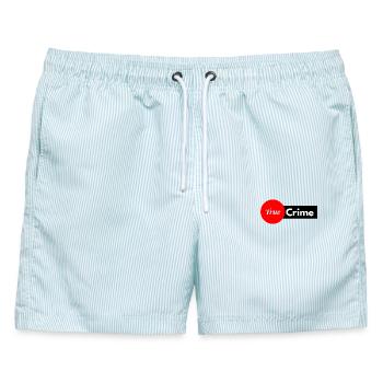 True Crime Wahre Verbrechen Adrian Langenscheid - Männer Badeshorts - hellblau gestreift - Vorne - AI Model Male 178 light (178cm)