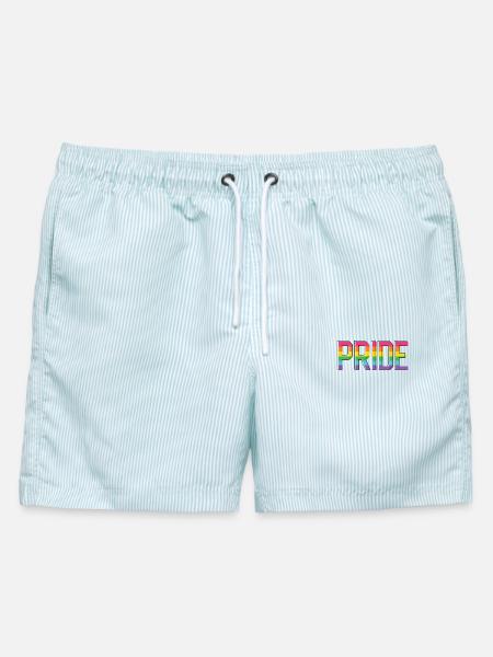 Pride Month LGBT - Pride! - Männer Badeshorts - hellblau gestreift