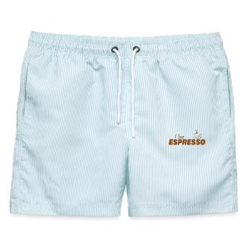 I LOVE ESPRESSO - Männer Badeshorts - hellblau gestreift - Vorne - AI Model Male 178 light (178cm)