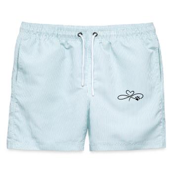 Infinity Herz mit Pfote Katze Hund - Männer Badeshorts - hellblau gestreift - Vorne - AI Model Male 178 light (178cm)